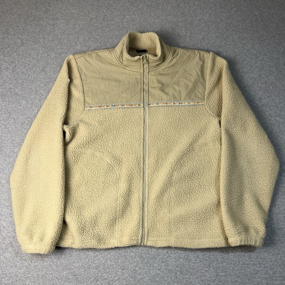 prAna Jacket Mens Small Ivory Fleece Full Zip Hurricane Cliffeside Outdoor Pocke